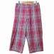  Beams плюс BEAMS+ прекрасный товар 19SS проверка широкий укороченные брюки 7 минут длина S розовый X мужской 