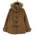  noble NOBLE пальто полупальто "даффл коут" мех енота капот короткий M 38 Camel Brown женский 