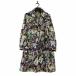 TUNIC туника утка ... свободная домашняя одежда пальто жакет с хлопком внешний атлас botanikaru цветочный принт L чёрный черный зеленый женский 