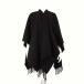  Indivi INDIVI пончо пальто накидка палантин бахрома шерсть F чёрный черный женский 