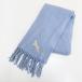 perula Poe roPER LAVORO muffler палантин бледно-голубой голубой Logo знак вышивка бахрома женский 
