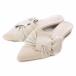 oubani Star AU BANNISTER ribbon slippers mules sandals fake leather po Inte do Turow heel M 23.5cm beige 