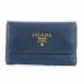  Prada PRADAsafia-no key case 6 ream leather Logo metal fittings blue blue /KU *D lady's 