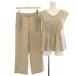  чувство ob Play sbai Urban Research выставить верх и низ M свет бежевый блуза рубашка тянуть over широкий брюки 