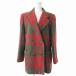  Pierre Cardin Pierre Cardin прекрасный товар в клетку твид двойной Пальто Честерфилд жакет шерсть 13 красный зеленый 0523 IBO72 женский 