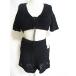  unused goods Lilly Brown Lily Brown bikini tag attaching knitted high waist swimsuit short sleeves black F lady's 