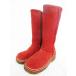  Thai knee Dragon TINY DRAGON long boots side zipper Wedge sole low heel suede plain red red S lady's 