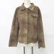  unused goods lady's mode Lady*s Mode jacket turn-down collar fake fur fake mouton patchwork tea Brown L