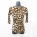 popconatelier бальные танцы Leotard 7 минут рукав лодка шея общий рисунок животное рисунок леопардовая расцветка чай Brown S женский 