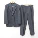  Dux DAKS выставить костюм tailored jacket слаксы одиночный необшитый на спине длинный шерсть серый AB6 мужской 
