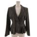 oto-OTTO jacket long sleeve shawl color leather pig leather hem Flare brown group tea M lady's 