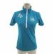  filler Golf FILA GOLF рубашка-поло с высоким воротником половина Zip короткий рукав скорость . Logo принт распределение цвета оттенок голубого синий серия белый M женский 