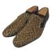 5351 POUR LES HOMMES Leopard + заклепки обувь без шнуровки туфли без застежки 0270062008 - lako× гладкий кожа сделано в Японии чай чёрный 40