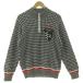  Le Coq s Porte .fle coq sportif GOLF COLLECTION длинный рукав половина Zip свитер QGL4138 с высоким воротником нашивка проверка чёрный off белый LL