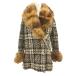  - na emo liHANAE MORI BOUTIQUE твид пальто двойной в клетку натуральный мех /JS #ECF007 женский 