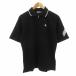  Adidas adidas Golf рубашка-поло Zip выше короткий рукав M чёрный черный Logo вышивка /TQ мужской 