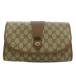  Gucci GUCCI Old Gucci клатч ручная сумочка PVC кожа GG рисунок общий рисунок Sherry линия Logo чай цвет Brown 