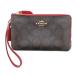 Coach COACH прекрасный товар двойной угол Zip список let signature парусина чай Brown F87591 /UO #GY18 женский 