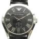  Emporio Armani EMPORIO ARMANI AR-0643 наручные часы часы кварц кожаный ремень чёрный циферблат серебряный цвет #GY18 /MQ мужской 