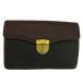  Dunhill dunhill Vintage ручная сумочка клатч PVC кожа подкладка в клетку Logo Gold металлические принадлежности темно-зеленый чай цвет 