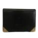 Gucci GUCCI Old Gucci футляр для карточек футляр для визитных карточек складывающийся пополам кожа Inter locking G Gold металлические принадлежности чёрный черный /XZ #GY18