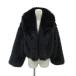  Zara ZARA искусственный мех пальто короткий верхняя одежда S чёрный черный шаль цвет передний открытие /YS32 #GY99 женский 