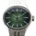  Seiko SEIKO утиль наручные часы часы механический завод овальный 23 камень Logo зеленый циферблат серебряный цвет 1140-7140 /BB #GY18 ^H