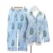 Ron Herman Ron Herman SZ Blockprints 23SS пижама выставить верх и низ рубашка брюки легкий длинный рукав полоса цветочный принт XS синий белый 