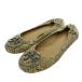  Tory Burch TORY BURCH балетки плоская обувь Logo раунд кожа питон type вдавлено .23.5cm чай Brown бежевый 