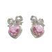 ����ƥ����� 925 Bow and Pink Crystal Heart Silver Earrings �ԥ��� ����С��� �ԥ� /SR37 ��ǥ�����