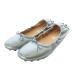  Tod's TOD'S Gommino плоская обувь обувь для вождения балетки 38 24cm серебряный цвет лента /RI #OS женский 