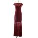 tadasi шоу jiTADASHI SHOJI украшен блестками велюр длинное платье One-piece French рукав XS бордо /HS #OS женский 