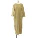 p Large .Plage Vintage back V платье One-piece длинный длинный рукав linen38 бежевый /DO #OS женский 