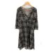 Barneys New York BARNEYS NEW YORK flair One-piece колено длина 7 минут рукав V шея Glenn в клетку чёрный свет бежевый /SY5 женский 