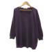  свечение bar Work GLOBAL WORK туника вязаный длинный рукав раунд шея одноцветный большой размер M фиолетовый лиловый /YS23 женский 