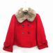  Gracia GLACIER coat outer pea coat pea coat fur lame ribbon short long sleeve M red Brown red tea /MT2