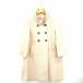 LACLE pea coat outer plain simple knee height long sleeve wool 38 ivory /MT5 lady's 