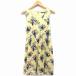 ji Emporium THE EMPORIUM One-piece flair колени внизу .. чувство цветочный принт безрукавка круглый вырез gya The - лен .M желтый желтый /HT4 женский 