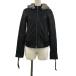  Goose .-goocy jacket leather high‐necked plain fake fur hood double Zip long sleeve L/F black black lady's 