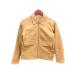  corporation Ships leather jacket turn-down collar Zip up total lining beige /YK