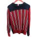  Tommy Hilfiger TOMMY HILFIGER вязаный свитер переключатель трехцветный цвет полоса шерсть длинный рукав L бордо красный красный мужской 