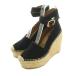  Chloe CHLOE эспадрильи сандалии замша Wedge подошва 37 24.0cm чёрный бежевый /MI #GY62 женский 