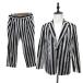 KARTIS выставить верх и низ tailored jacket одиночный кнопка слаксы брюки roll выше полоса рисунок S чёрный белый #GY61 мужской 