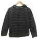  Uniqlo UNIQLO прекрасный товар premium Ultra свет пуховик XL чёрный черный с капюшоном . Zip выше стеганое полотно 01-21-0F118A /H