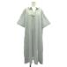  Earth Music &amp; экология EARTH MUSIC &amp; ECOLOGY Skipper flair рубашка One-piece короткий рукав длинный V шея полоса F синий 