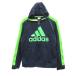  Adidas спорт одежда жакет Parker большой размер XL темно-синий Logo принт Zip выше средний длина #ECA002 женский 