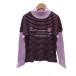  Munsingwear одежда MUNSINGWEAR одежда для гольфа cut and sewn M фиолетовый чай окантовка рисунок с высоким воротником длинный рукав /SY20 #ECD005 женский 