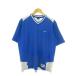  Nike NIKE BASEBALLp Ractis рубашка игра рубашка бейсбол XL синий голубой V шея короткий рукав Logo /MN25 #GY70 мужской 