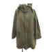  L ELLE Mod's Coat верхняя одежда внешний боа подкладка имеется 38 зеленый зеленый хаки капот длинный рукав /YU #GY75 женский 