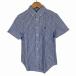  Ralph Lauren RALPH LAURENlinen рубашка короткий рукав полоса Logo вышивка синий голубой S 140 Kids 